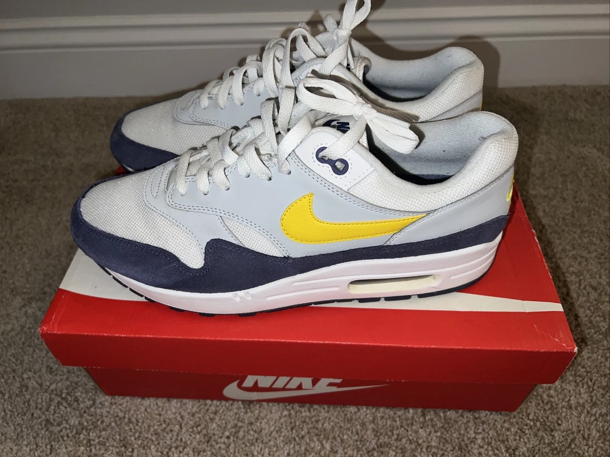 Nike Air Max 1 Blue Recall White Tour Yellow AH8145 105 Mens Size 10