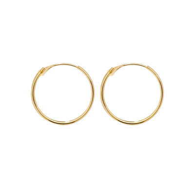 Creolen 9 kt Gelbgold 14 mm aufklappbar mit luxuriöser natürlicher Kiefer Geschenkbox