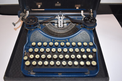Super seltene blaue Vintage CORONA Schreibmaschine