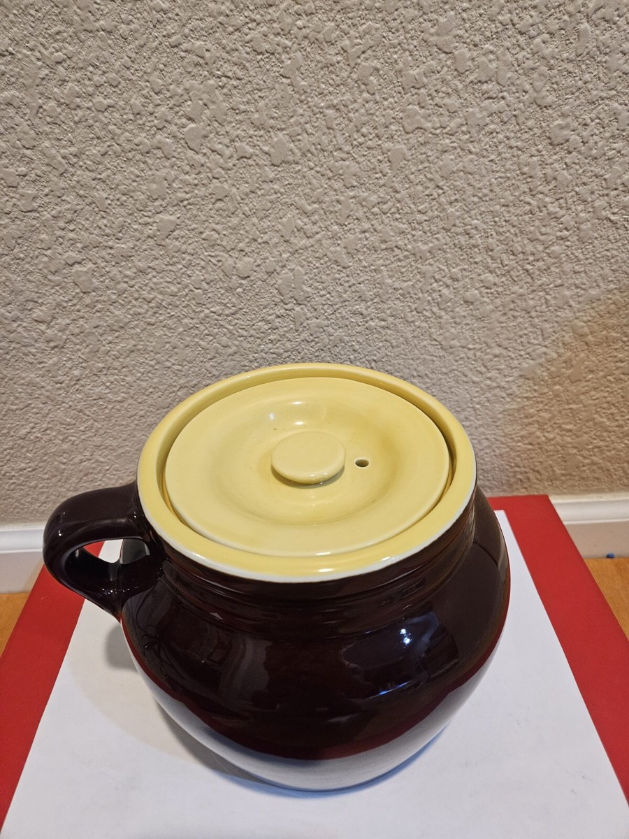 イトウサトミ　ポット Vintage Hall Beanpot 782 Brown with Yellow Lid 6