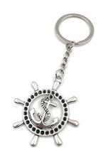 Portachiavi Timone Ancora Corda Argento Metallo Charm