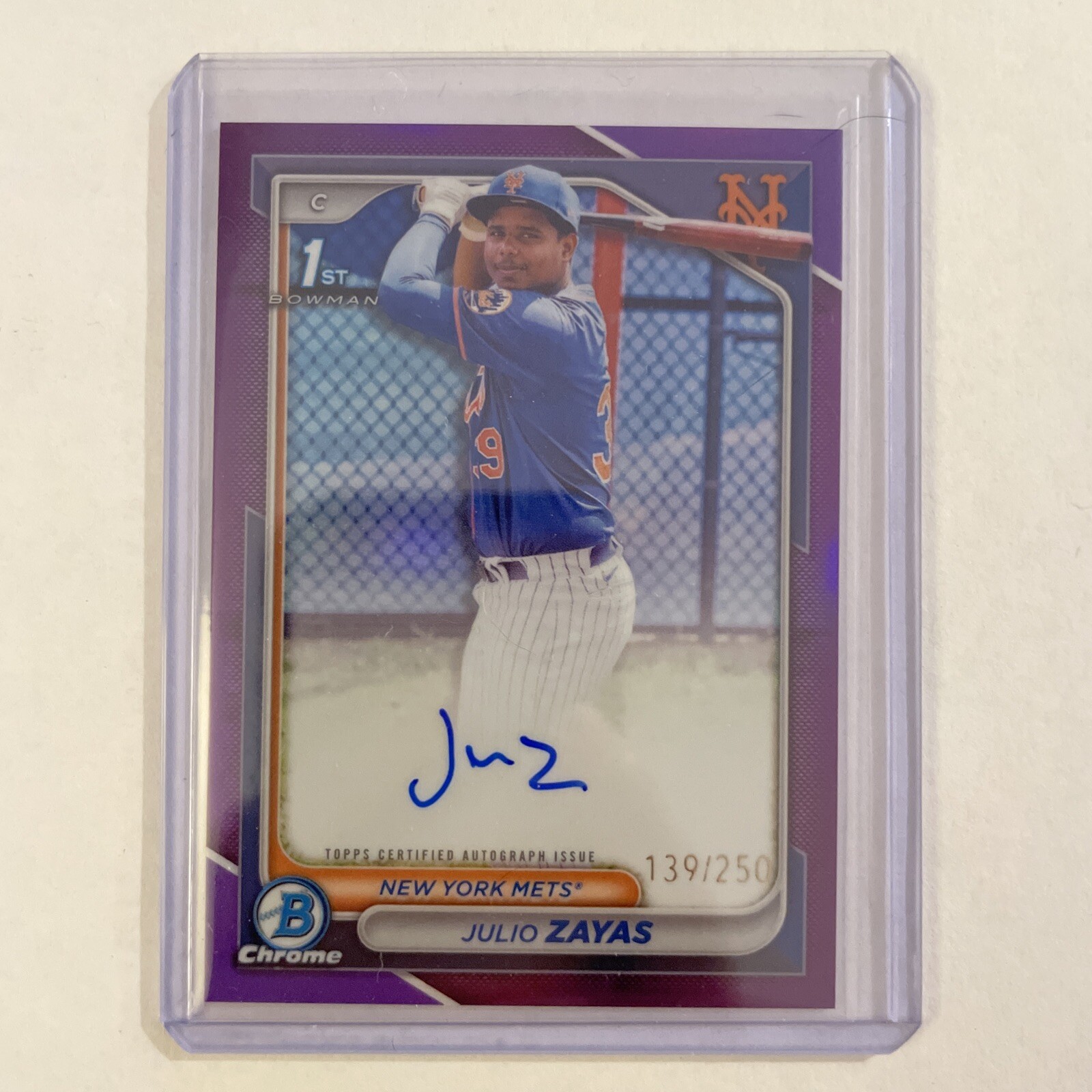 Julio Zayas - 2024 Bowman Chrome 1st Purple Auto /250 Mets