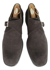 Salvatore Ferragamo Mens Brown Suede Monk Strap Dress Shoes 11.5B Italy
