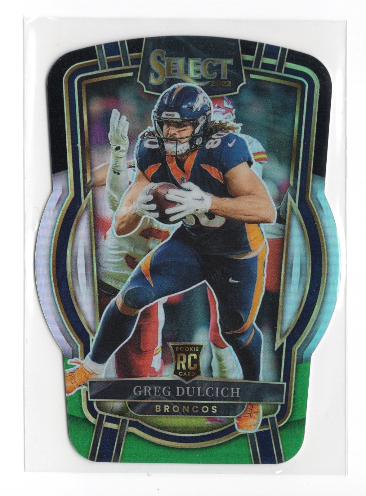 2022 Select Greg Dulcich RC #271 Black Green Die Cut Denver Broncos