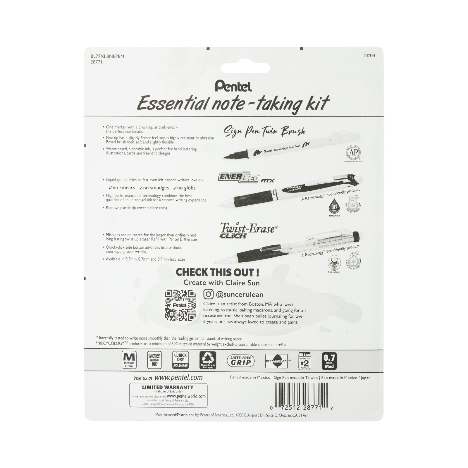 Expressions Note-Taking Kit with EnerGel (0.7mm), Twist-Erase Click,Twin Markers