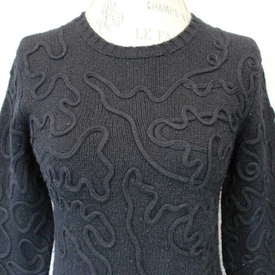 Ceremonia de Apertura Negro Vintage Y2K Supersoft Lana Cuello Redondo Suéter XS Foto 3 de 4