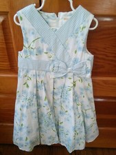 Gymboree Dress Blue Floral Gingham Check Spring Summer Sz 5 Lil Girl Cotton EUC