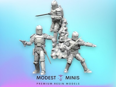 3pc Mando Assassins - 28mm - 40mm Scale | Blue Wolf Star Wars Legion Mini