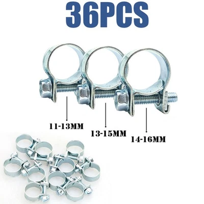 E-AUTOTECH 36pcs - 1/4" 5/16" 3/8" Fuel Injection Gas Line Hose Clamps Clip Pipe Clamp