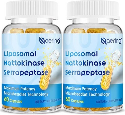 Liposomal Nattokinase Serrapeptase 12,000 FU 360,000 SPU - 60 Capsules