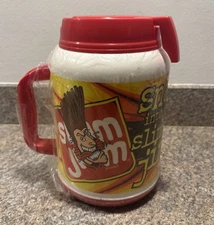 Vintage 2002 Snap Into A Slim Jim 64oz Travel Mug Whirley USA Slim Jim Guy