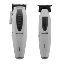 BaByliss PRO LithiumFX+ Cord/Cordless Ergonomic Clipper & Trimmer Combo Set Gray