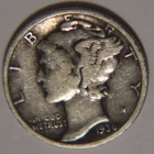 1936 S Mercury Dime 10C Cents Coin Silver, VF+!