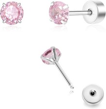 Toddler Earrings for Girls Push-in Titanium Hypoallergenic Threadless Flat Back