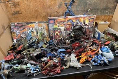 HUGE LOT Mega Bloks Dragons 30+ Figures Krystal Wars Fire Ice Metal Ages
