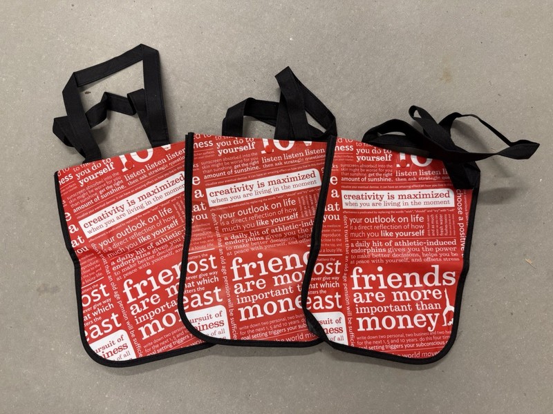 Bundle of 3 Lululemon Reusable Shopping Tote Bags - Red Motivational Print
