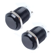 2-Pack 16mm Latching Metal Waterproof Push Button Switch ON-Off 5/8" Mounting...