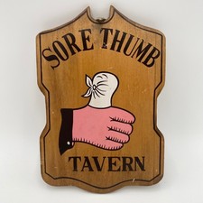 Vintage Sore Thumb Tavern Sign Novelty Bar Decor Wall Hanging Mancave Made Japan