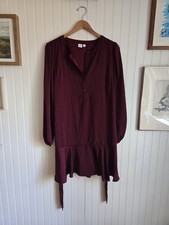 Gap Women's Drop Waist Long Sleeve Dark Red Dress, Size Small