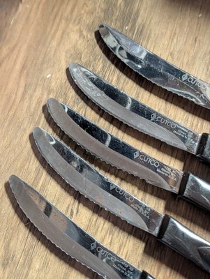 Cutco 1759 Serrated Table Knives Classic Brown Swirl Ergonomic Handles Set Of 5