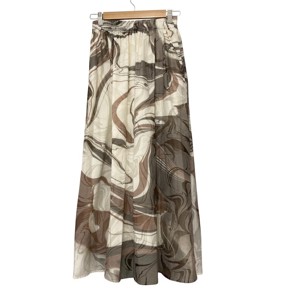 AMERI Marble Print Long Skirt, Size S, Off-White … - image 1