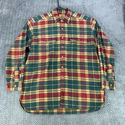 RedHead Shirt Mens Medium Red Blue Plaid Flannel Long Sleeve Button-Down Y2K