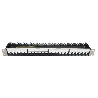 Keystone 24 Port Leerpanel 1HE 19'' Verteilerfeld Patchpanel schwarz