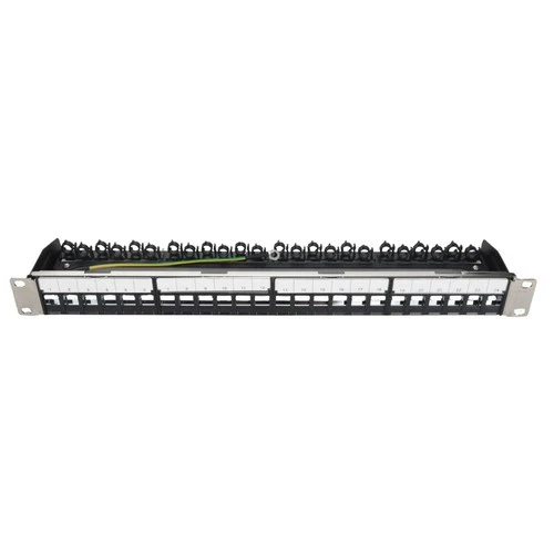 Keystone 24 Port Leerpanel 1HE 19" Verteilerfeld Patchpanel schwarz
