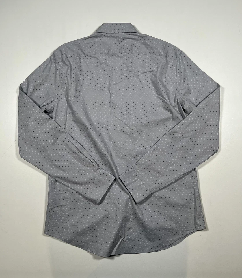 Camisa Michael Kors Grande 16 34/35 Calce Ajustado Elastizada Micro Punto Vestido con Botones Foto 2 de 4