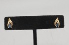 14k Yellow Gold Pear Sapphire Stud Earrings Blue Stone — photo 5