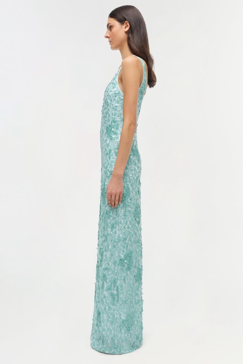 knee length dresses for ladies Simkhai Women's Bex Embellished Maxi Dress in Silver, Sequin, Size 4 main image 1