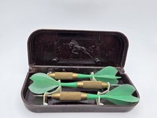 Vintage Unicorn Dart Of Distinction Set W/ Green Flights and Plastic Case -