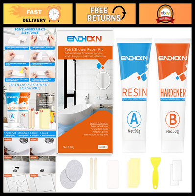 White Bath Repair Kit for Enamel, Porcelain, Acrylic, Fiberglass & Ceramic - Fix