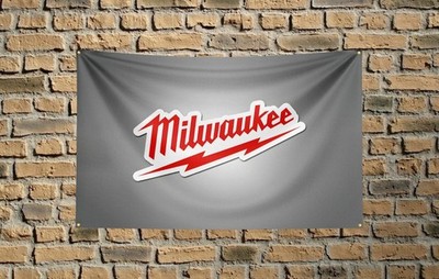 Milwaukee Power Tools Gray Good Flag 3x5 FT Wall Car Banner for Garage Man Cave