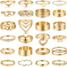 Chunky Gold Knuckle Ring Set for Women 25 Pcs Stackable Finger Mi
