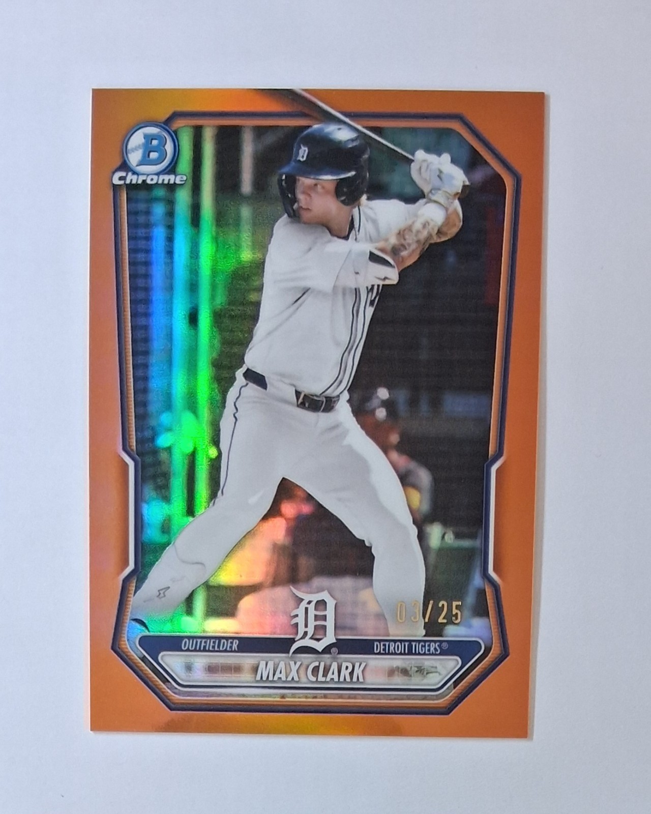 2026 Bowman Max Clark Chrome Prospect True Orange Refractor /25 BCP-2 Tigers
