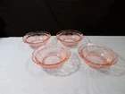 Set of 4 Jeannette Pink Depression Glass Cherry Blossom Berry Fruit Sauce Bowls