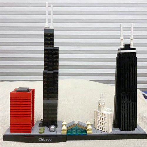 Hot Sales City Chicago Skyline Building Landmark 444 piezas modelo Street View - Imagen 24 de 24