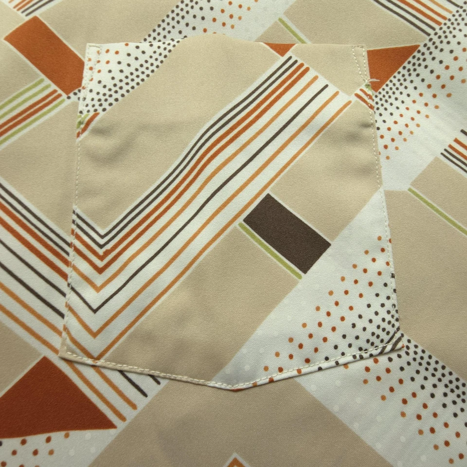 Camisa De Colección Triumph of California Hombre Grande Beige Años 70 Cuello Ancho Formas Geométricas Foto 2 de 4