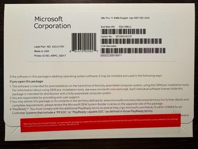 Microsoft Windows 11 pro 64 bit DVD+KEY
