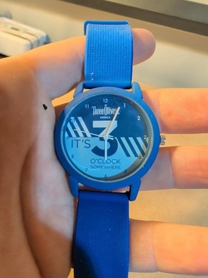 Three Olives Vodka Mens Watch Blue Its 3 O'Clock Somewhere Quartz Casual Novelty