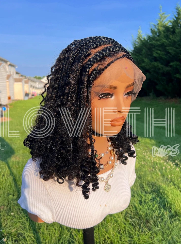 Ships next day(2days SHIPPING)Cornrow Full lace Braided wig,black knotless braid - Image 3 of 4