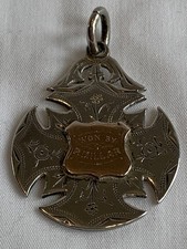 Antique solid silver+Gold pocket watch fob B/ham 1892