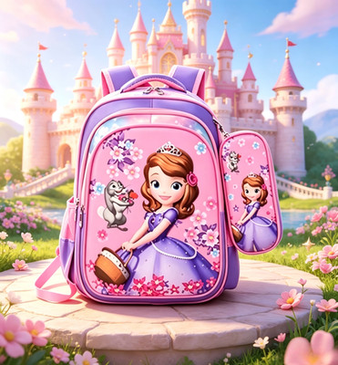 Sofia Princess Girls Backpack Set with Pencil Case Cute Pink School Bag