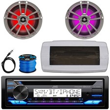 JVC KD-T92MBS 1-DIN Marine Bluetooth CD Stereo W/Cover, 2x 6.5" RGB LED Speakers