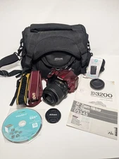 Nikon D3200 24.2 MP Digital SLR Camera Bundle - Red W/Acessories & Travel Bag