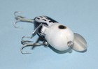 VINTAGE HEDDON TINY CRAZY CRAWLER TOP WATER LURE BLACK & WHITE GREAT CONDITION — photo 2
