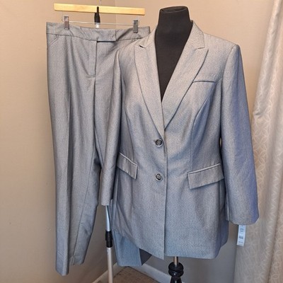 NWT! JOHN MEYER Gray Shark Jacket Pant Suit Sz 14W