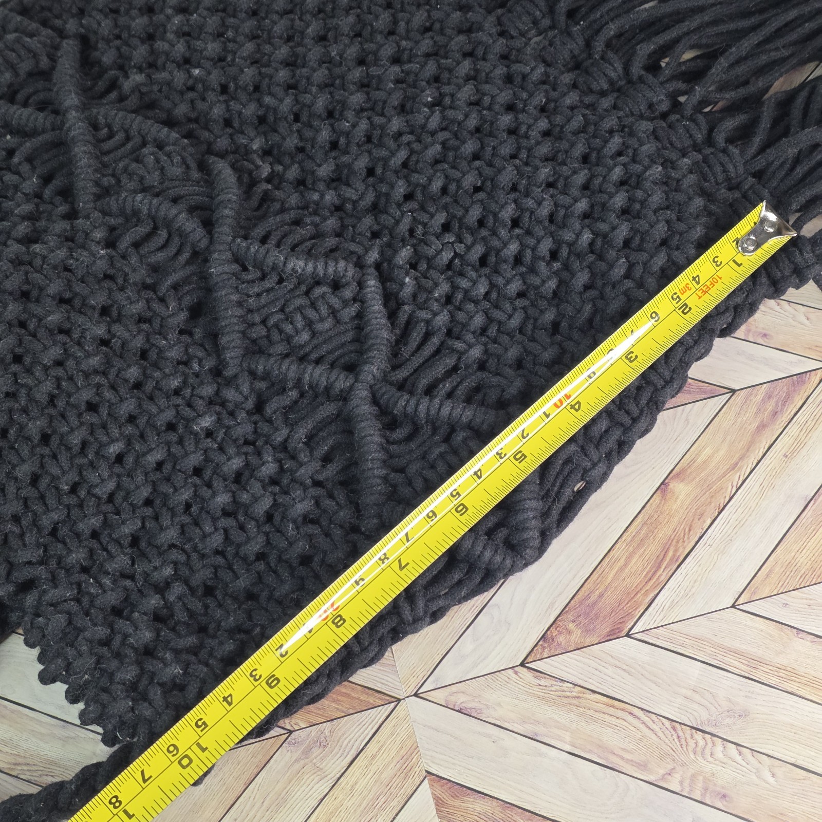 Danielle Nicole Macrame Crochet Black Bag With Wo… - image 12