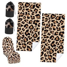 Hahafelt Pack Car Seat Towel Covers with Storage 2 Yellow Black Leopard Print